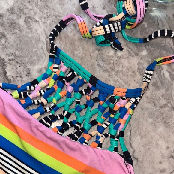 Hobie Colorful Striped Halter Top and Shorts Set - Picture 4 of 8